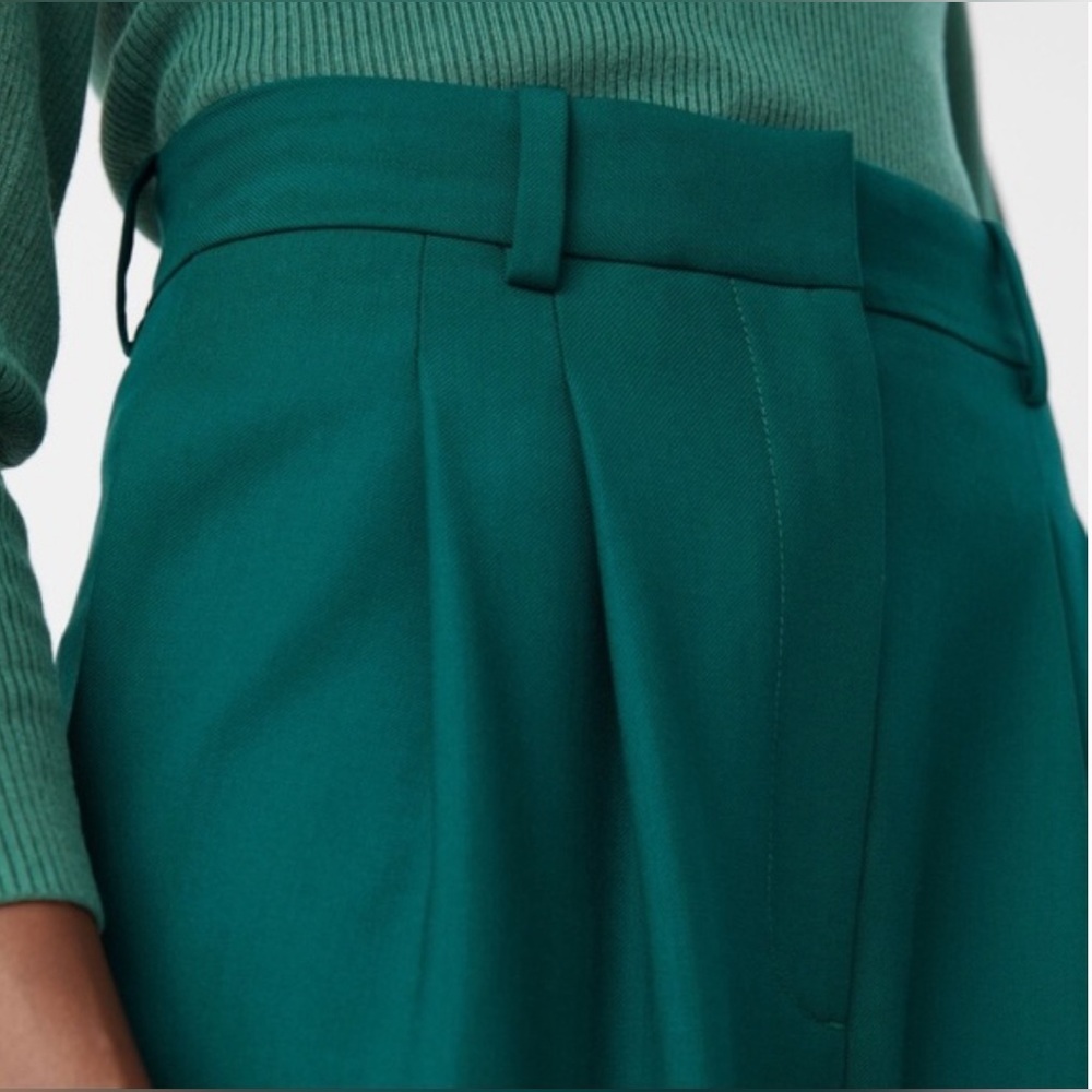 & Other Stories Green Tailored Wool Pants